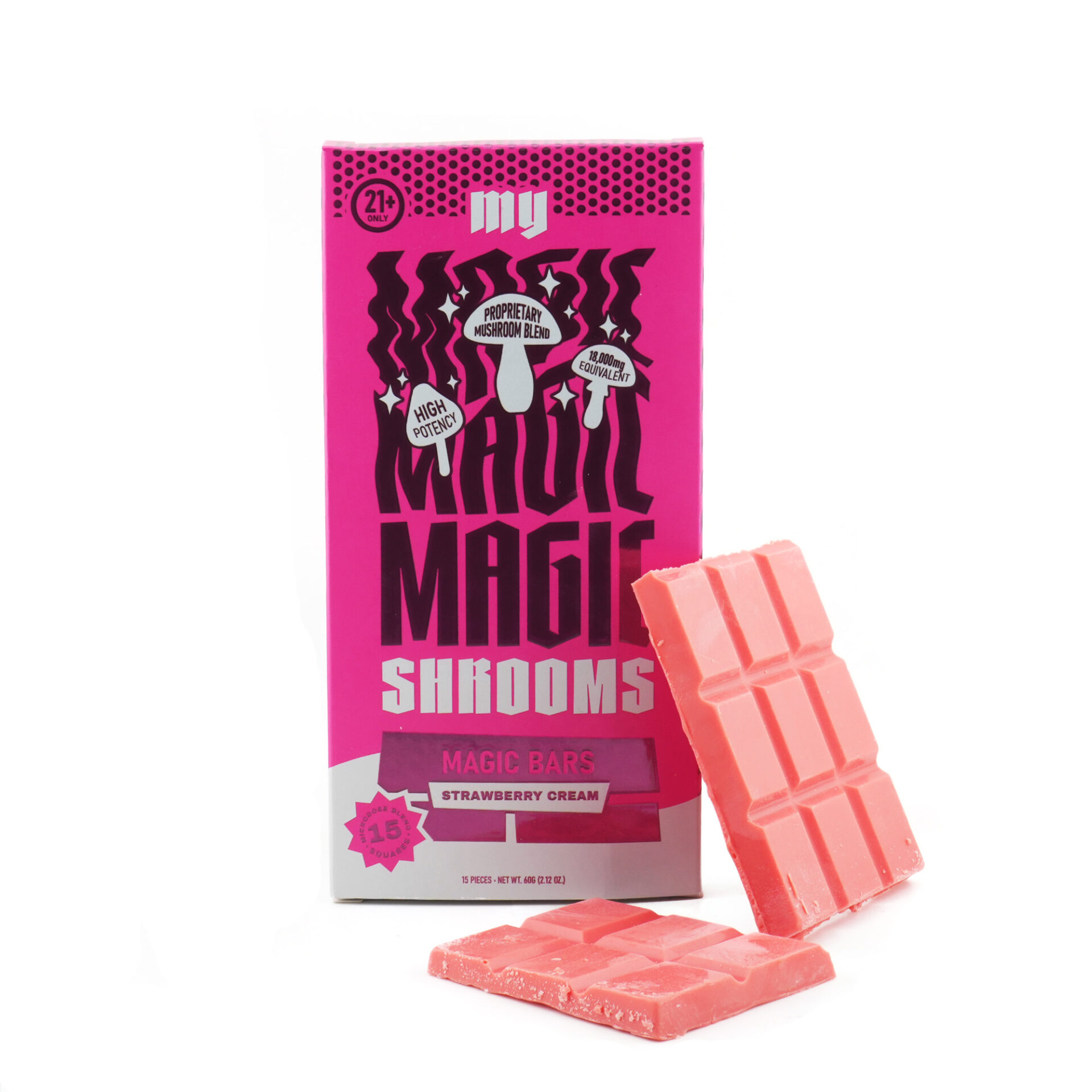 My Magic Shrooms | Strawberry Cream Mushroom Chocolate Bar | 15 squares