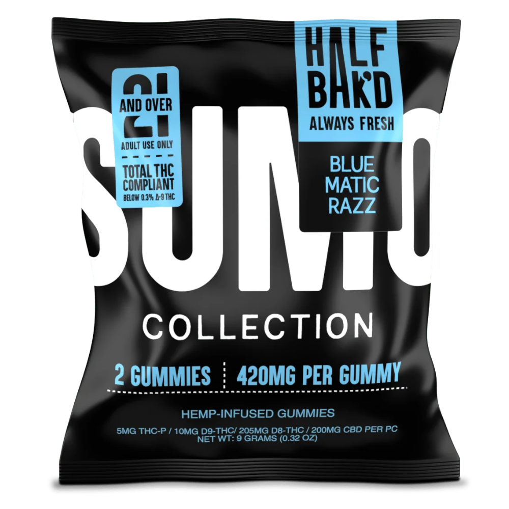 Half Bak’d | Bluematic Razz Sumo Gummies | High Potency – 420mg – 2ct Sample Pack