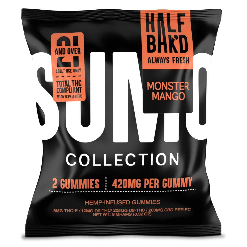 Half Bak’d | Monster Mango Sumo Gummies | High Potency – 420mg – 2ct Sample Pack