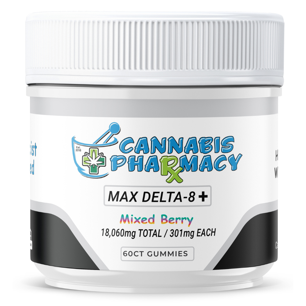 Cannabis Pharmacy | Heavyweight Delta8 Max | 250mg D8 + 50mg CBD + 1mg THCP – Mixed Berry – 60ct