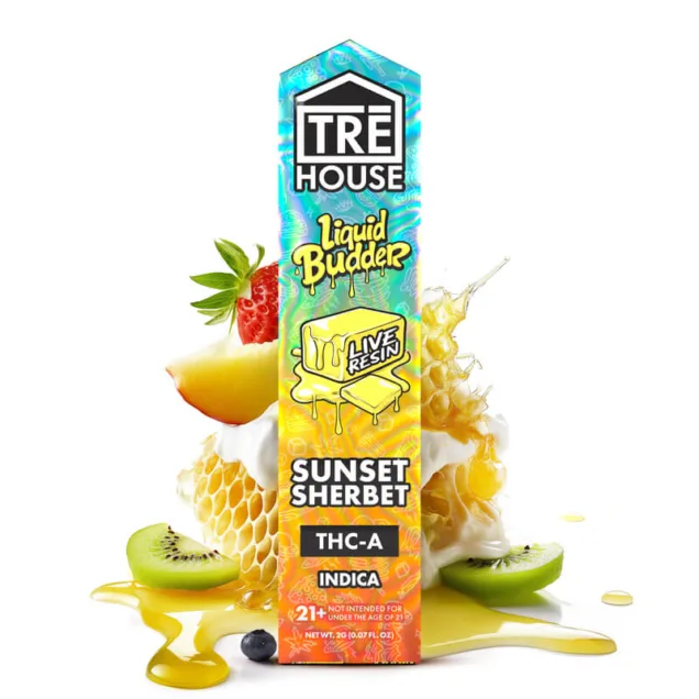 TRE House | THCA Vape – Sunset Sherbert | Indica – 2mg Live Resin Liquid Budder