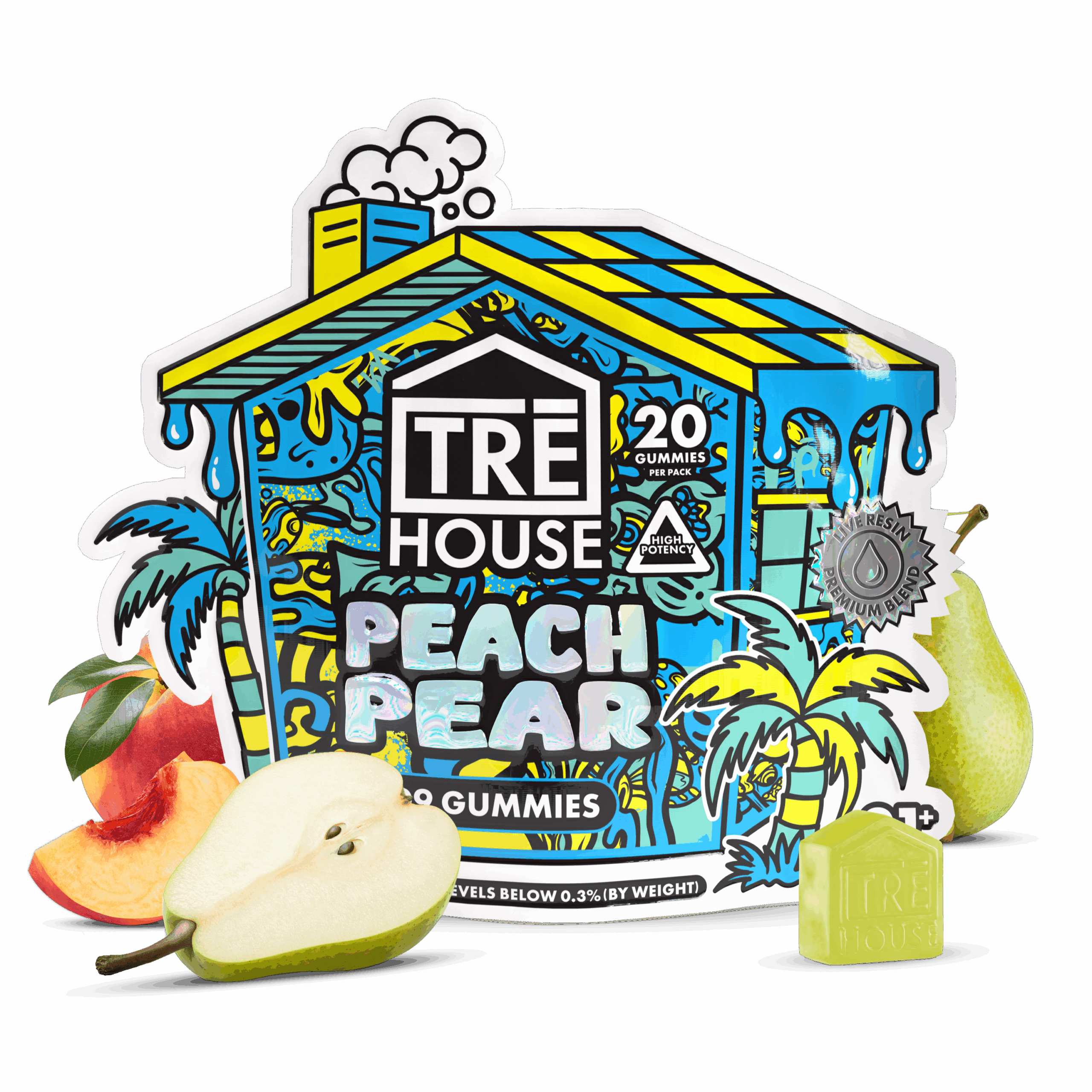 TRE House | 1:1 THC & CBD Gummies – Peach Pear | 20mg – 20ct