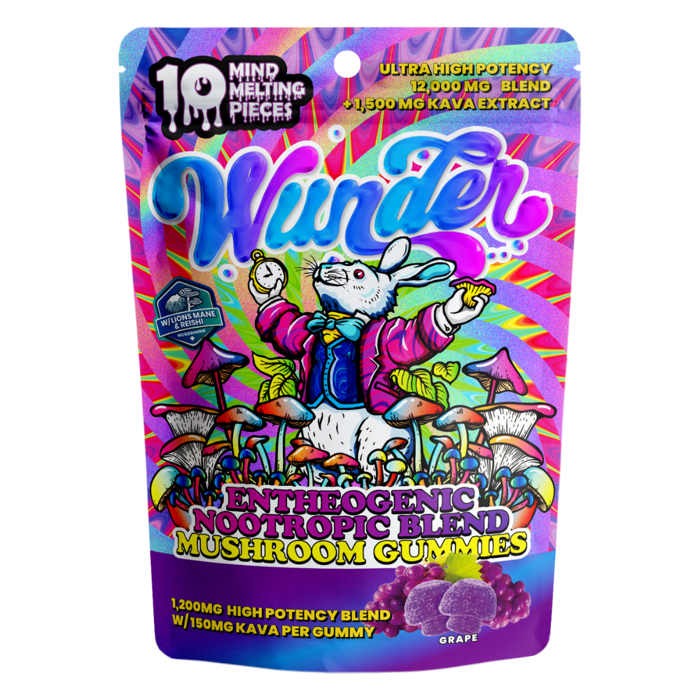 Wunder | Grape Mushroom Gummies with Kava | 1200mg Entheogenic Extract + 150mg Kava – 10ct
