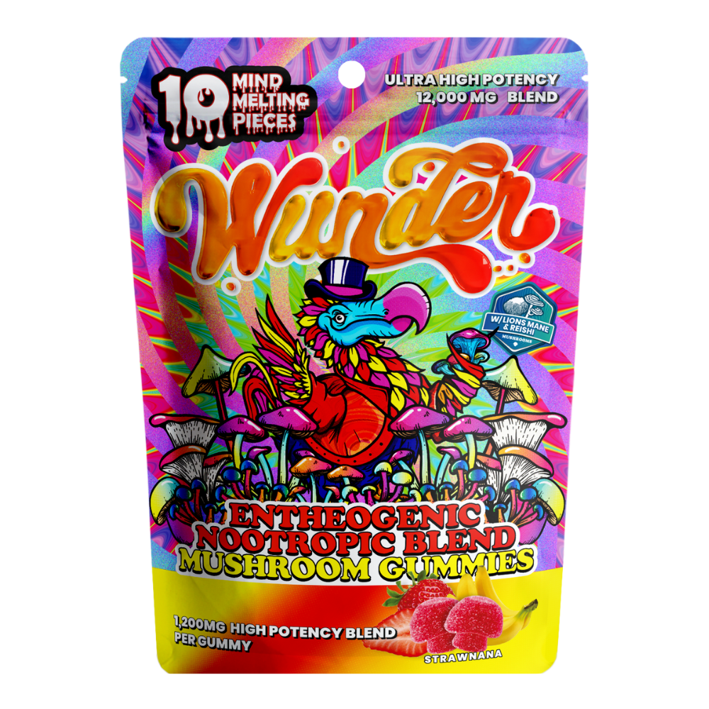 Wunder | Strawnana Mushroom Gummies | 1200mg High Potency Entheogenic Extract – 10ct